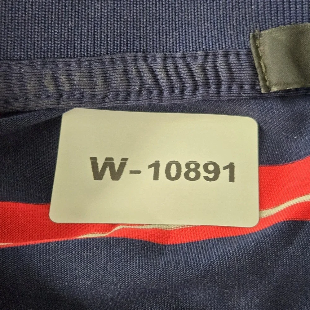 RLX Ralph Lauren Men Polo L Navy Red Striped Golf Short Sleeve Collar Logo